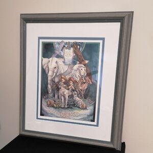 Charming Vintage Jody Bergsma Numbered Signed Print Earth Friend Prayer Framed